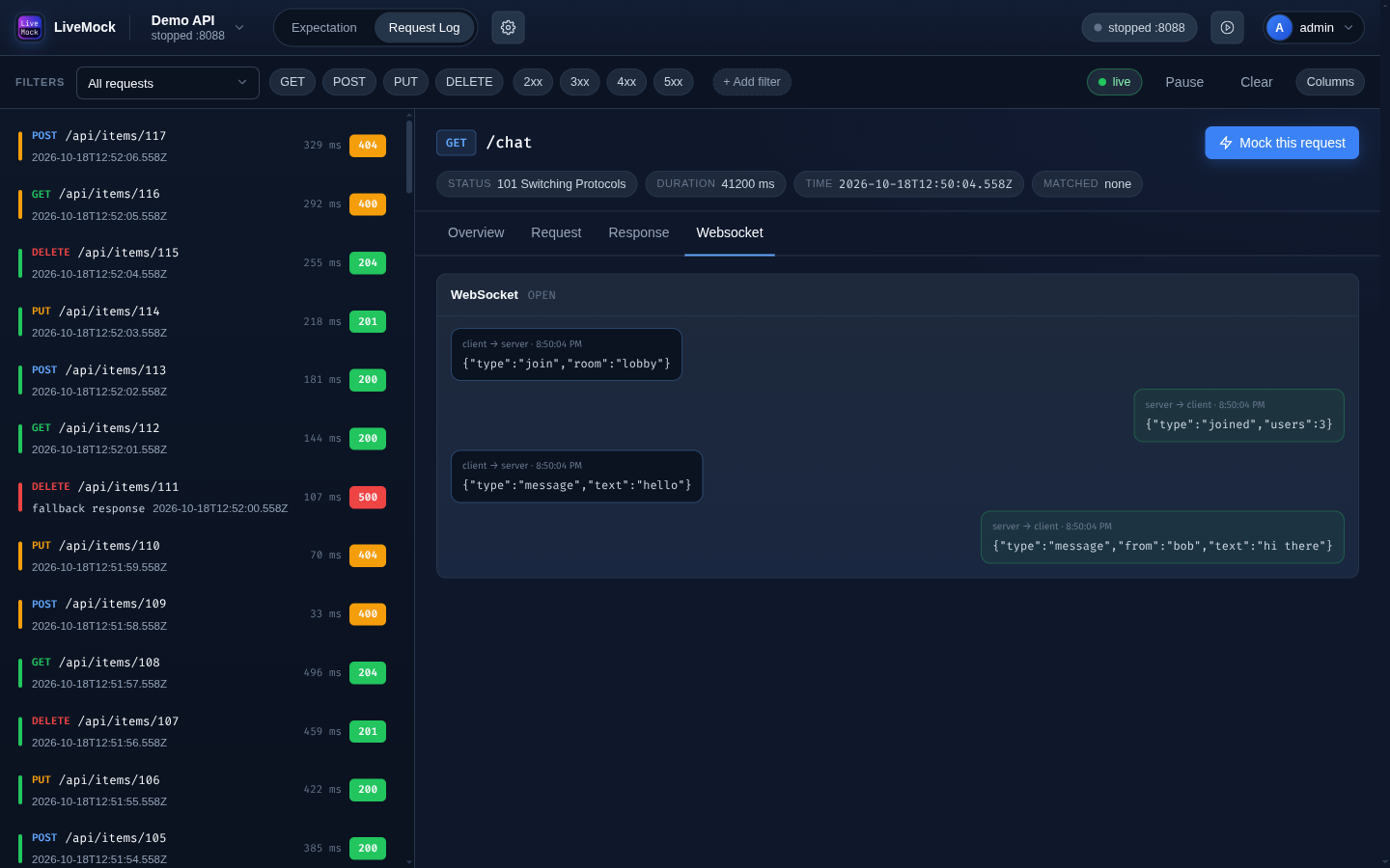 Websocket tab